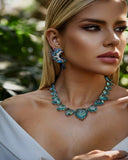 Colar Coração Cristal Acqua Aro Ajustável Adriana Leite Jóias