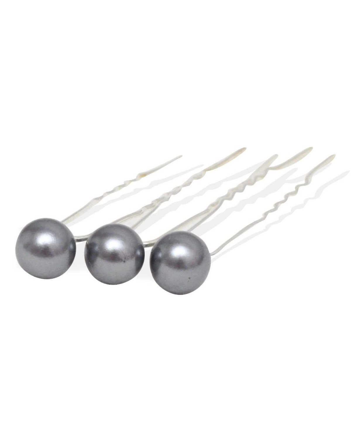 Kit 3 Grampos Pixie de Pérola Cinza para Festa Narcisa Acessórios