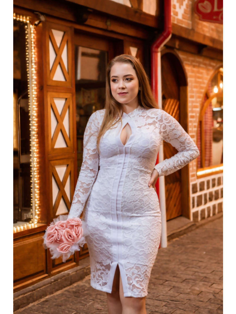 Vestido de Noiva Golinha Alta Noiva No Civil