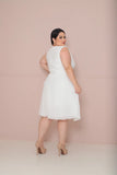 Vestido de Noiva Midi Plissado em Chiffon Branco - Noiva no Civil