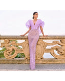 Vestido de Festa Longo Forro Curto Lilás Lia Amallu Oficial