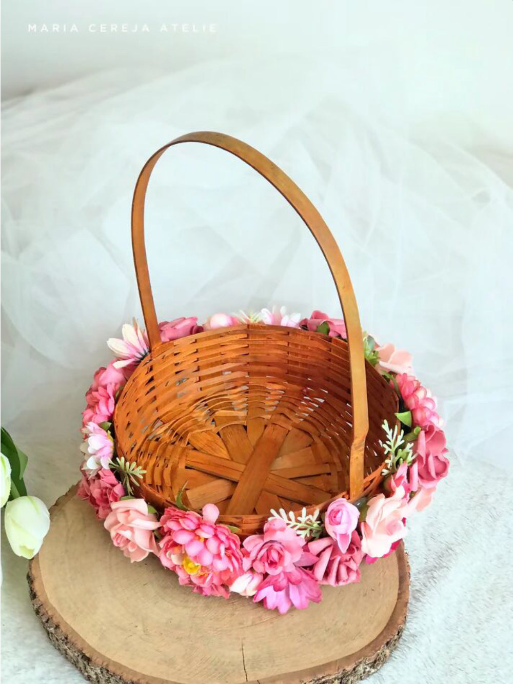 Cesta Florista Rústica M Maria Cereja Ateliê