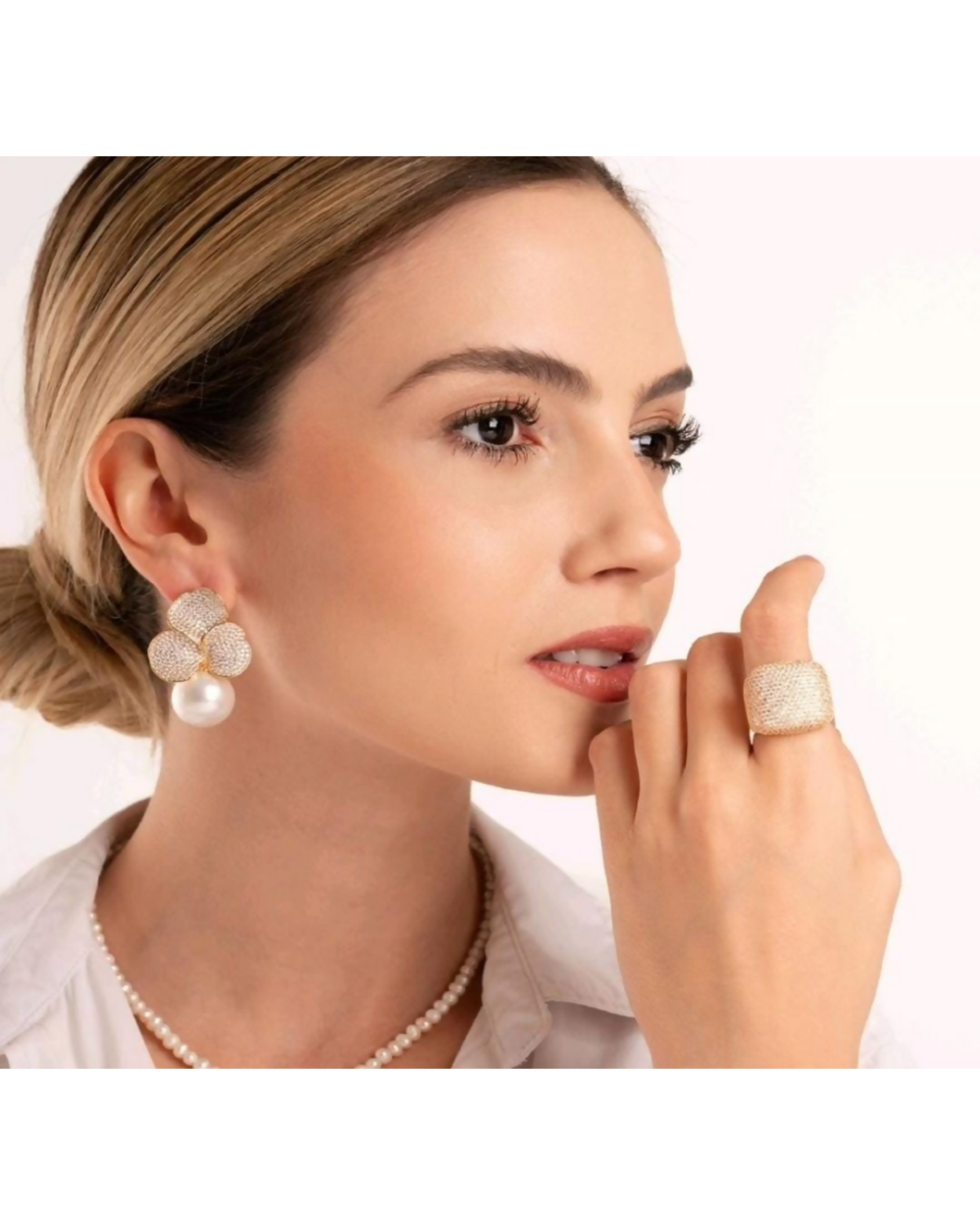 Conjunto de Anel e Brinco Festa Zircônias Andreia Brito