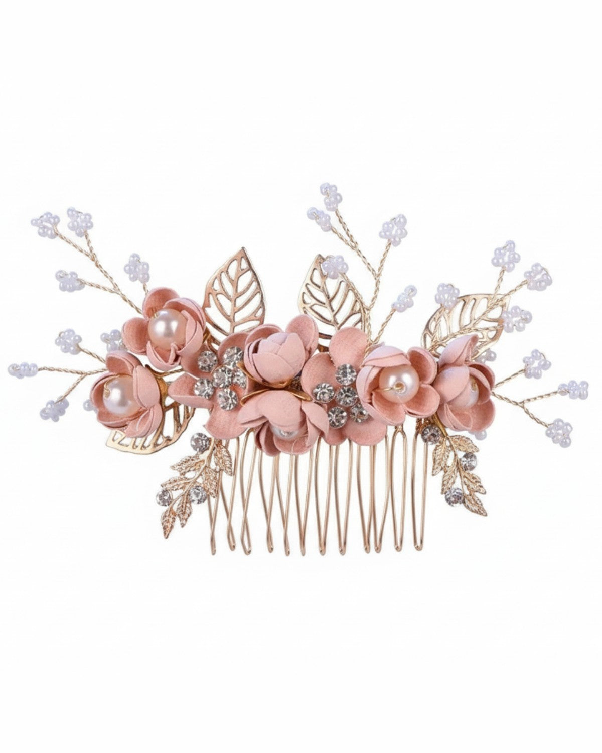 Pente Tea Rose com Flores Rosa Antigo Narcisa Acessórios
