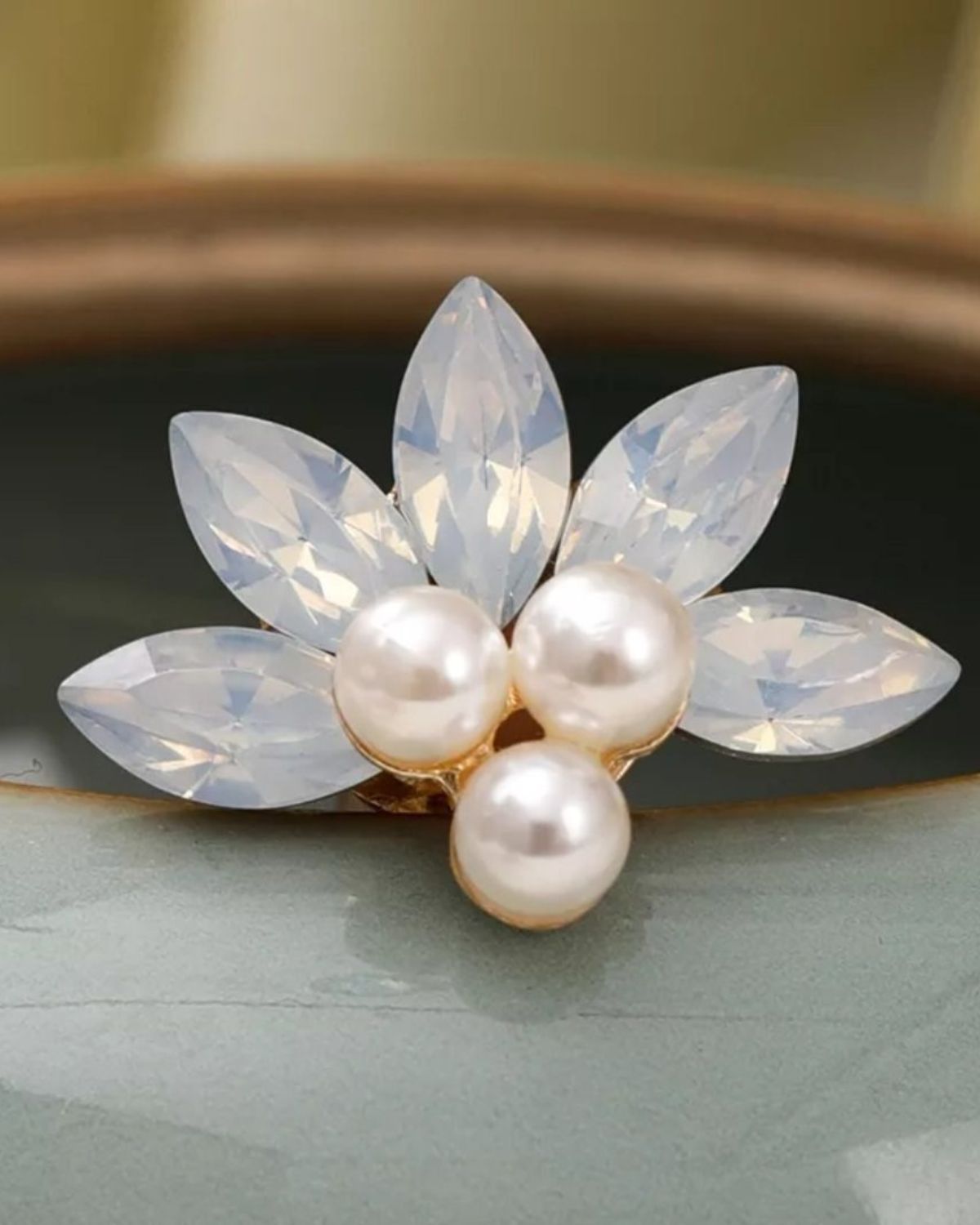 Trio de Grampos Vicka para Noiva com Cristais e Pérolas Narcisa Acessórios