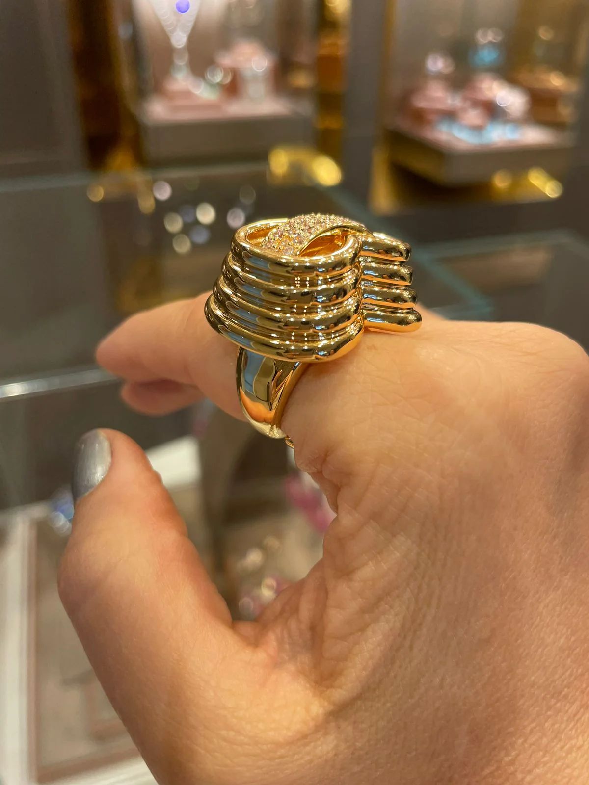 Anel Waves Ajustável Festa Adriana Leite Joias