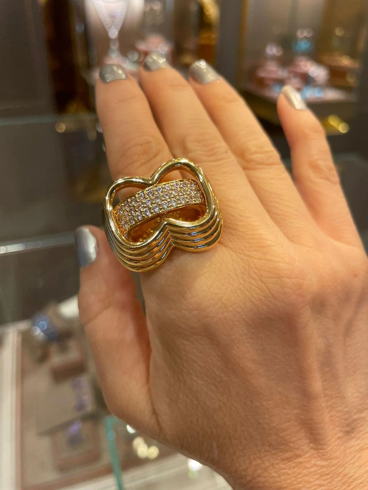 Anel Waves Ajustável Festa Adriana Leite Joias