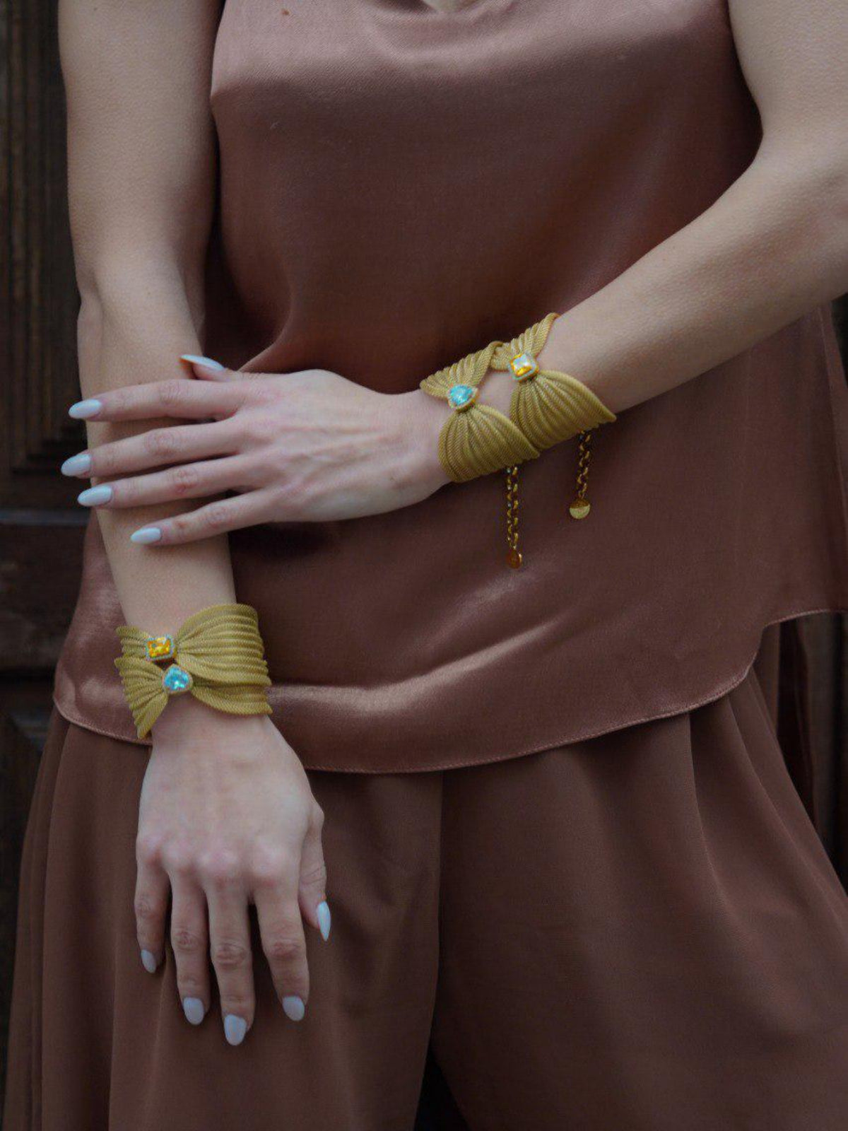 Bracelete Malha Laço Citrino