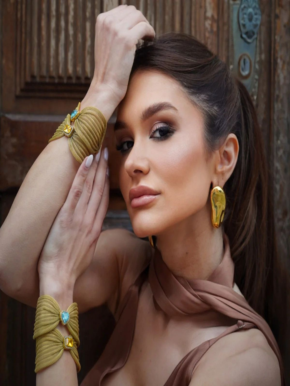 Bracelete Malha Laço Citrino