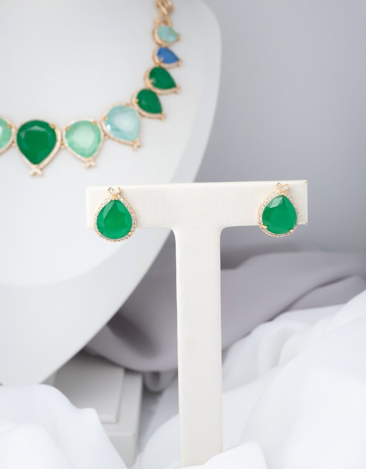 Conjunto de Festa Colar e Brinco Com Pedras Fusion Sonia Falcão
