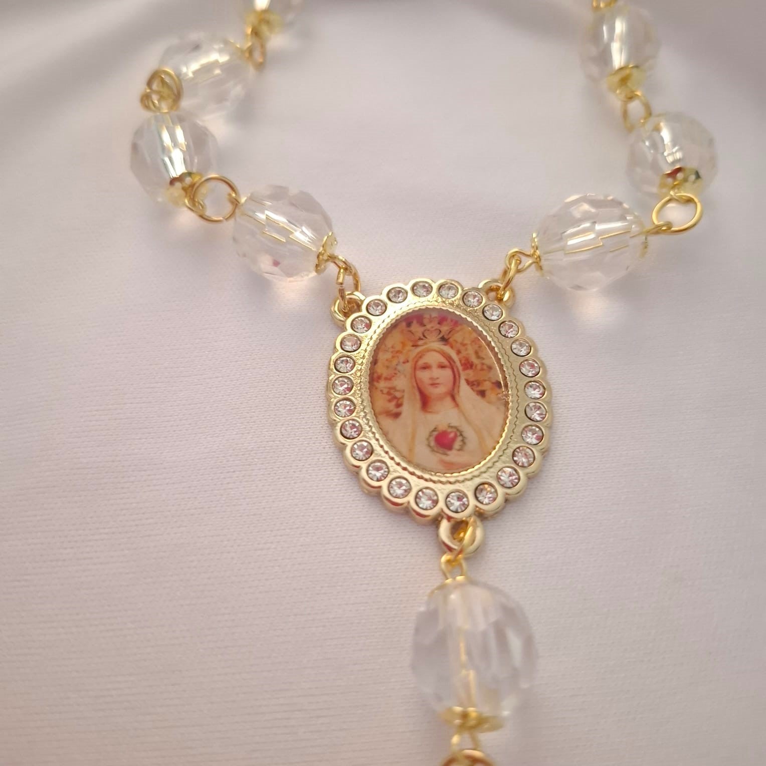 Dezena de Noiva em Cristal Nossa Senhora de Fátima Ateliê Fernanda Cristina