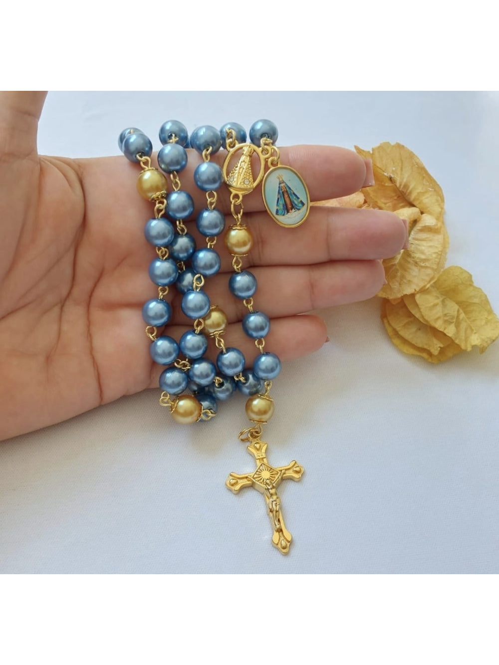 Terço de Noiva de Nossa Senhora Aparecida Azul Atelie Fernanda Cristina