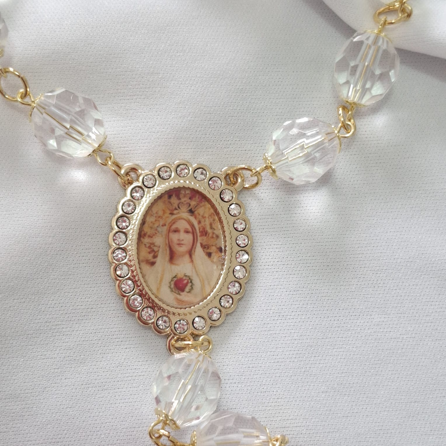 Dezena de Noiva em Cristal Nossa Senhora de Fátima Ateliê Fernanda Cristina
