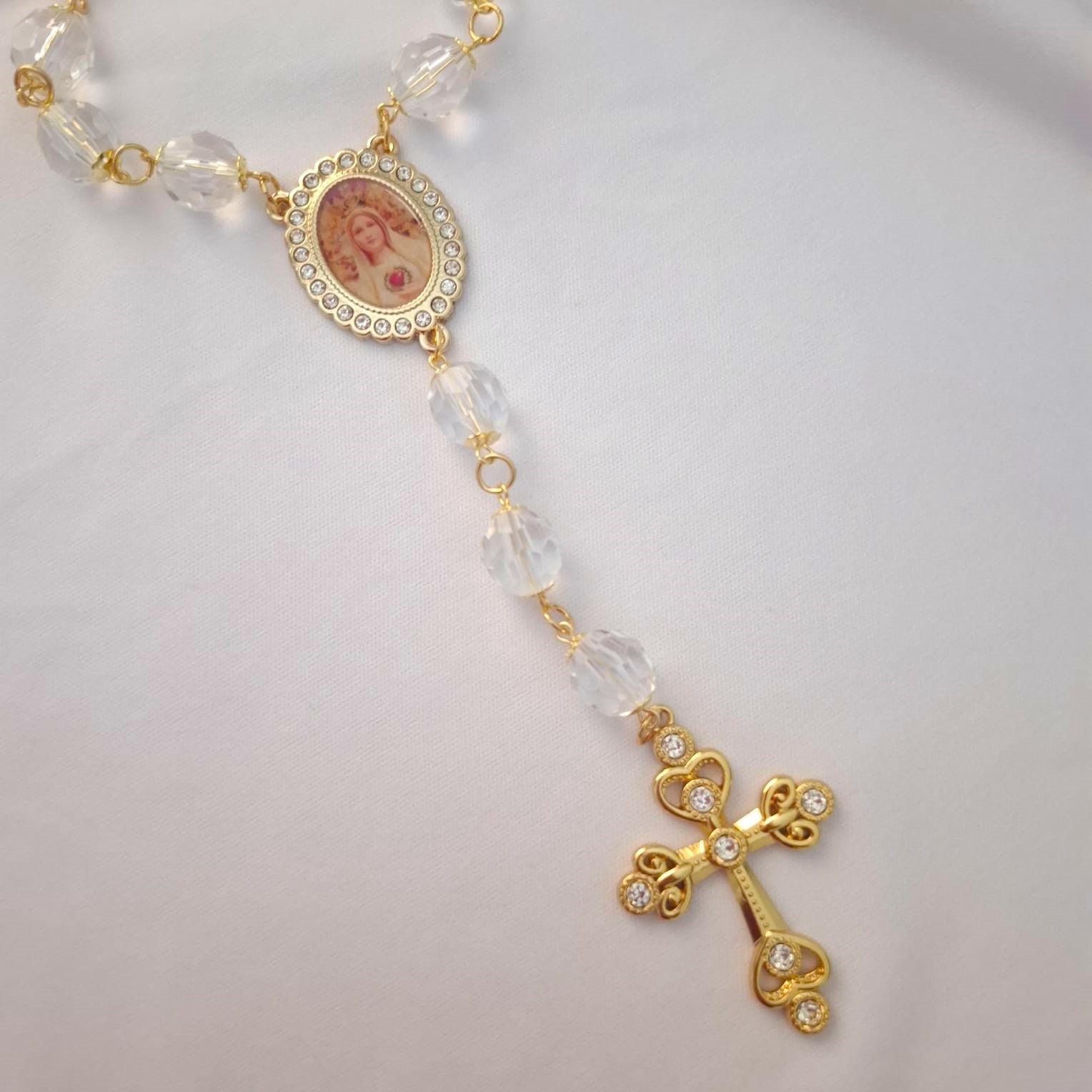 Dezena de Noiva em Cristal Nossa Senhora de Fátima Ateliê Fernanda Cristina