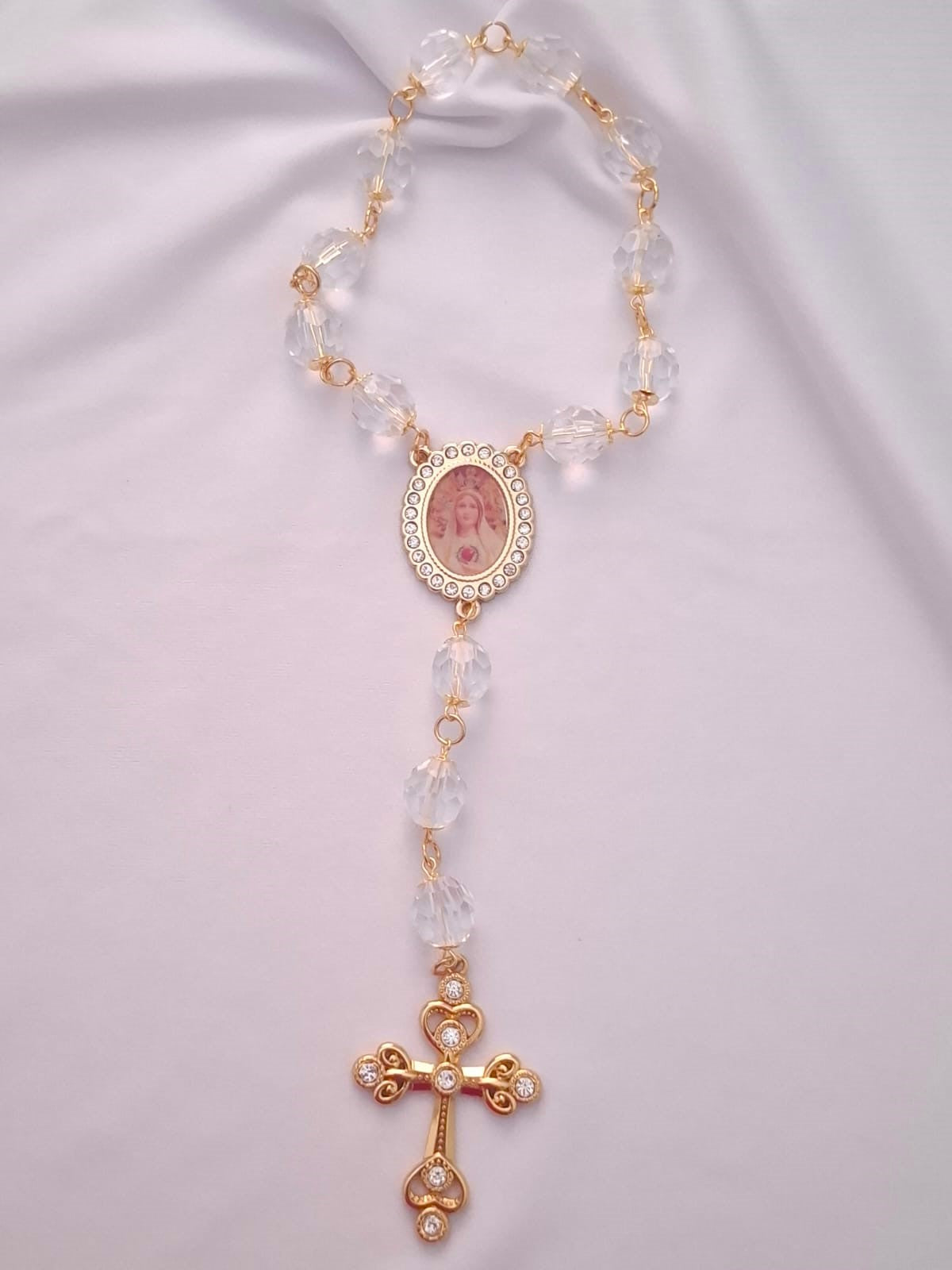 Dezena de Noiva em Cristal Nossa Senhora de Fátima Ateliê Fernanda Cristina