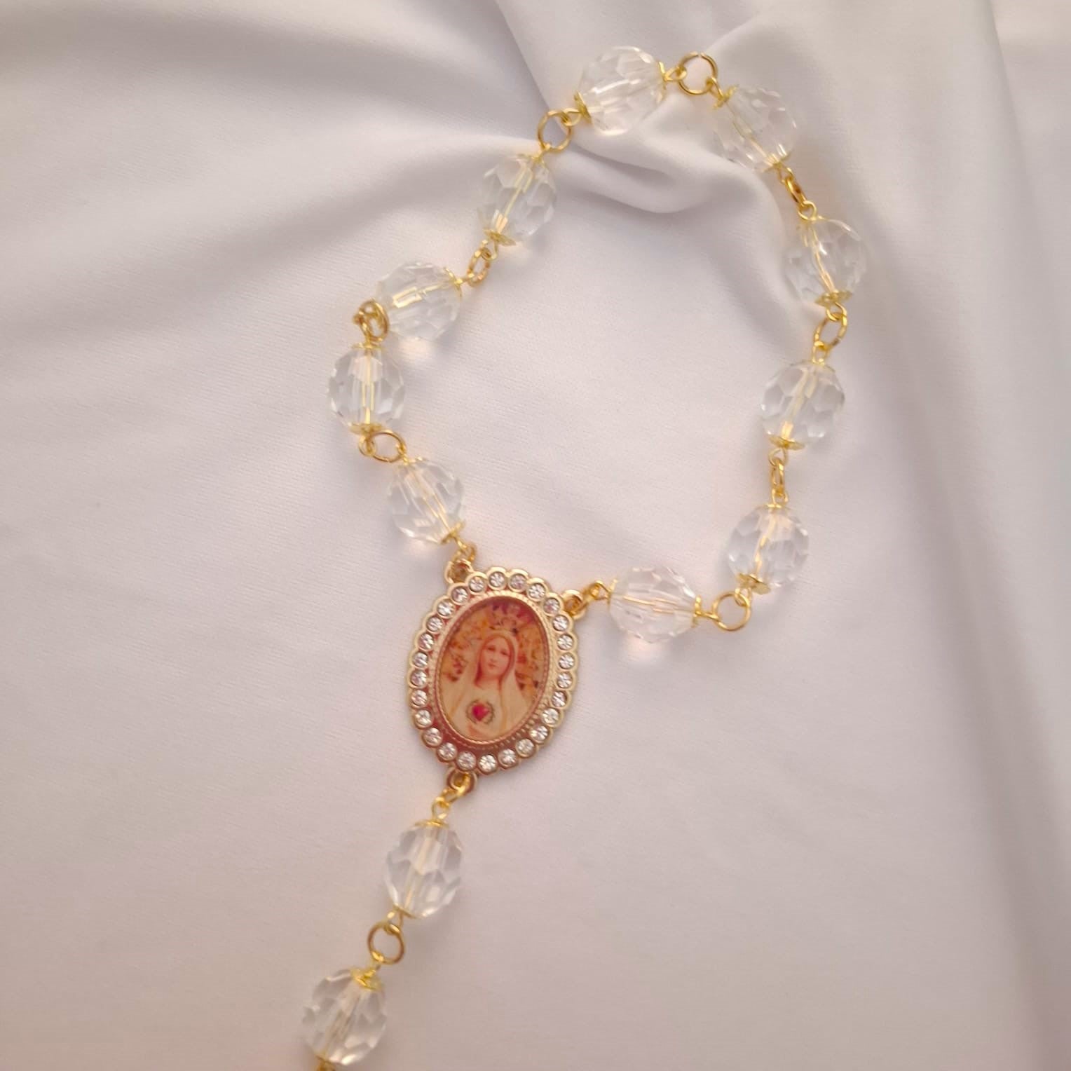 Dezena de Noiva em Cristal Nossa Senhora de Fátima Ateliê Fernanda Cristina