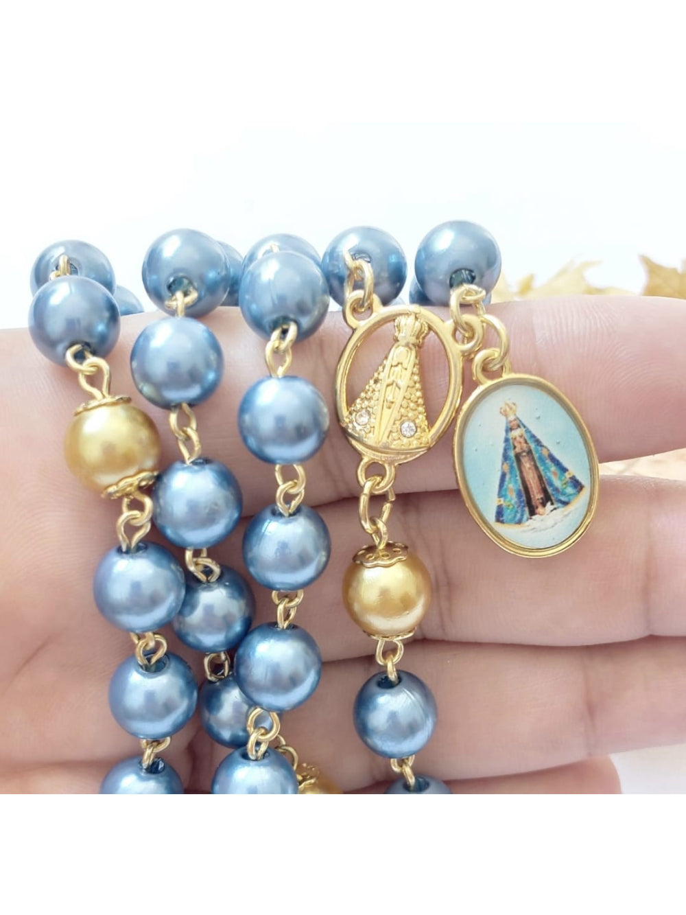 Terço de Noiva de Nossa Senhora Aparecida Azul Atelie Fernanda Cristina