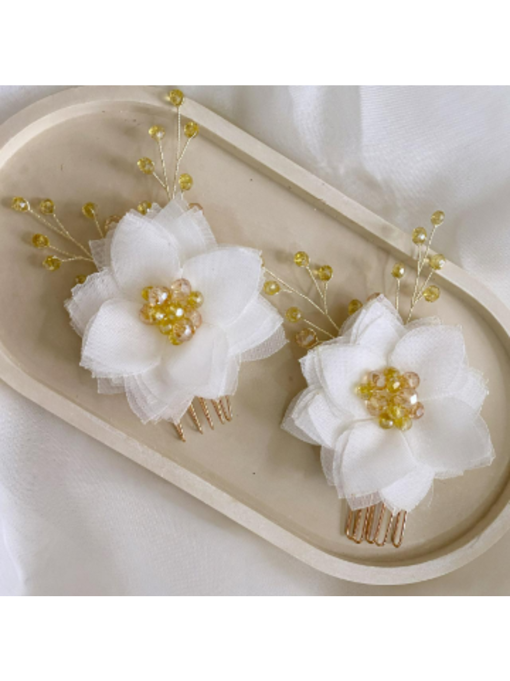 Par de pentes florais dourado Fiancee