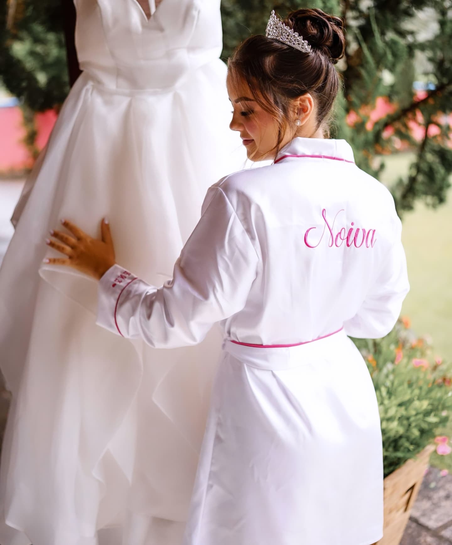 Robe Roupão Feminino Chemise Viés Noiva Madrinha Mãe da Noiva Debutante Casamento Luxo Debutante Curto