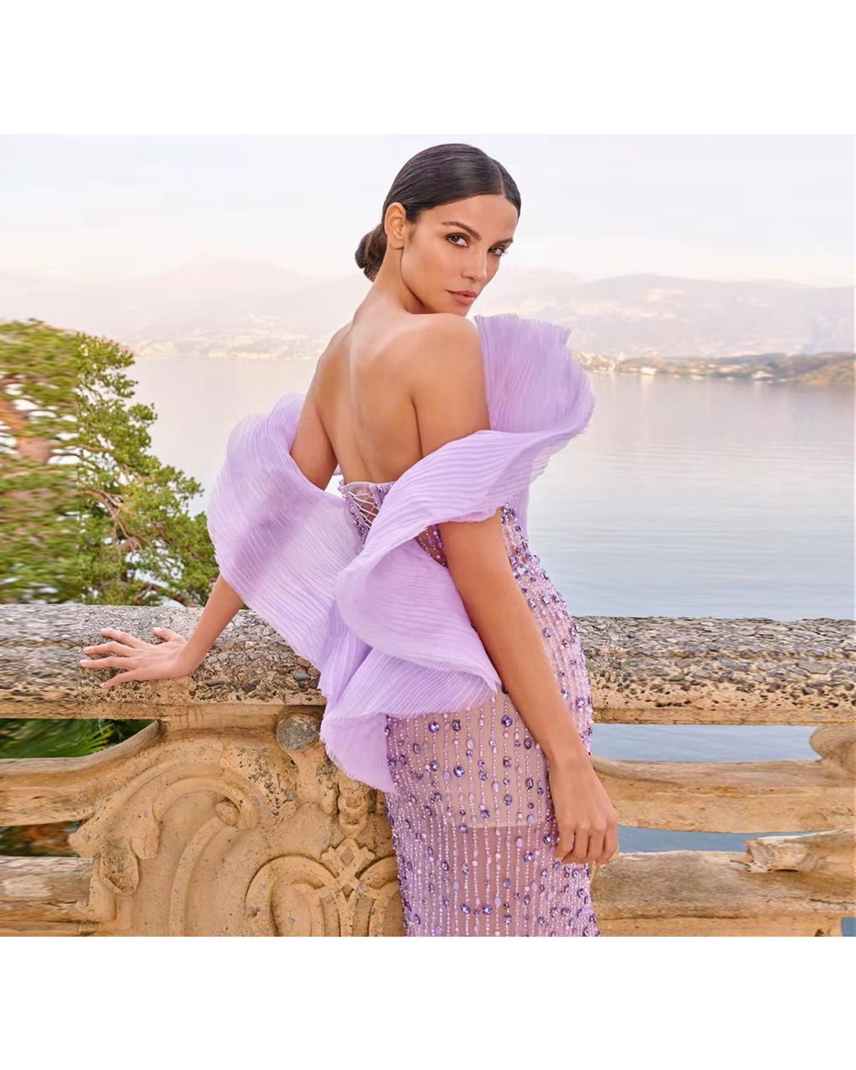 Vestido de Festa Longo Forro Curto Lilás Lia Amallu Oficial