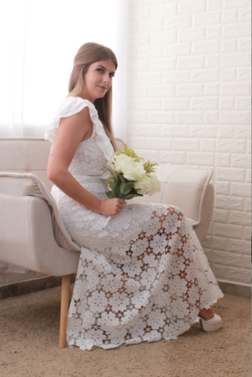 Vestido Longo de Renda  Branco Serena Wear