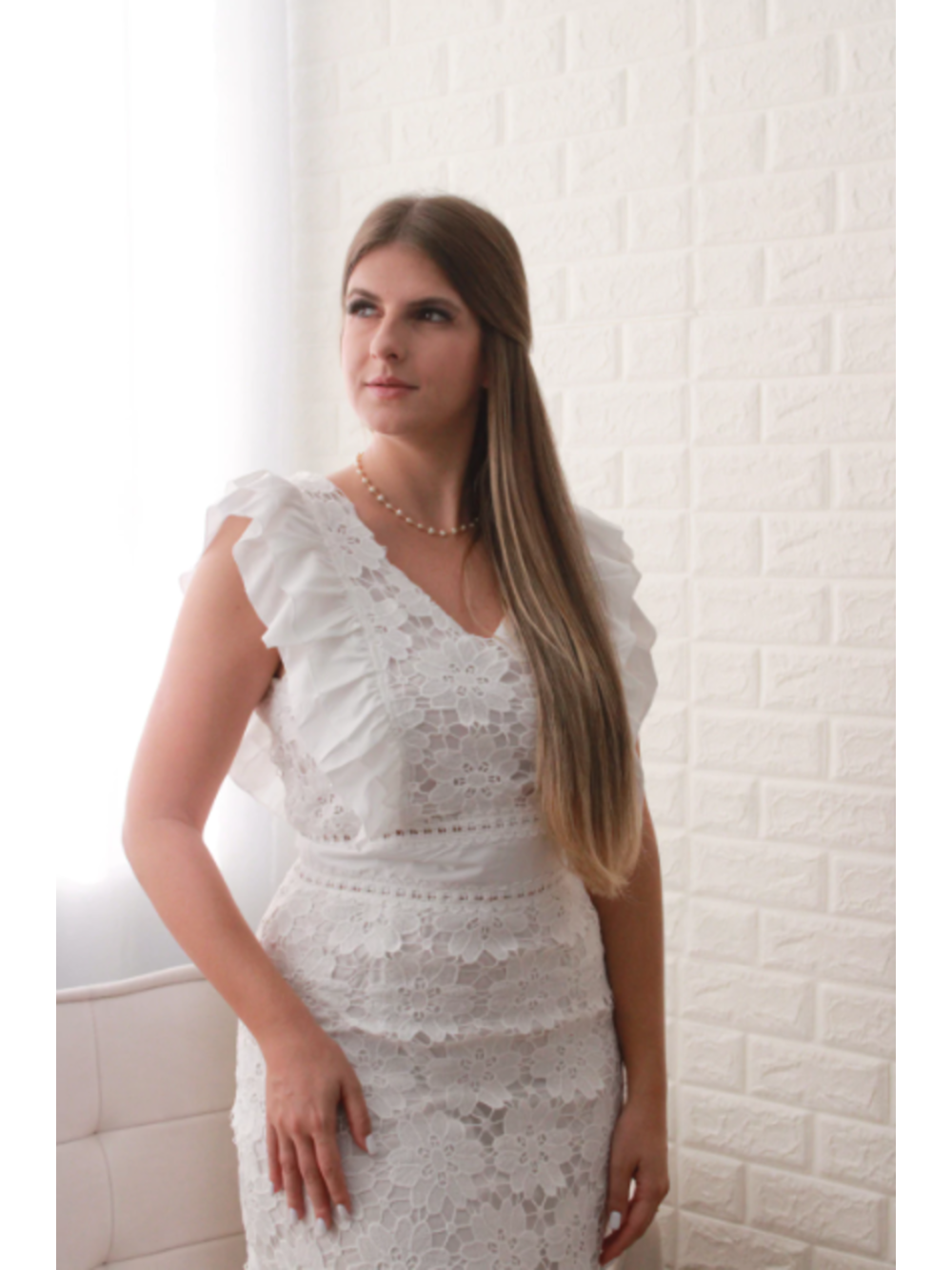 Vestido Longo de Renda  Branco Serena Wear