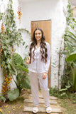 Pijama Americano Cetim Manga Longo Branco Serena Wear