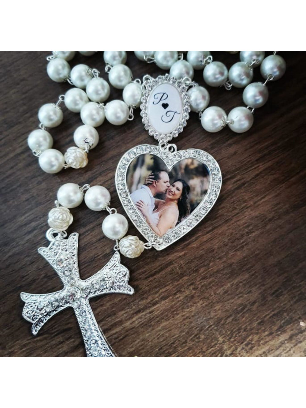 Terço De Noiva Personalizado Com Iniciais Dos Noivos Ateliê Fiore
