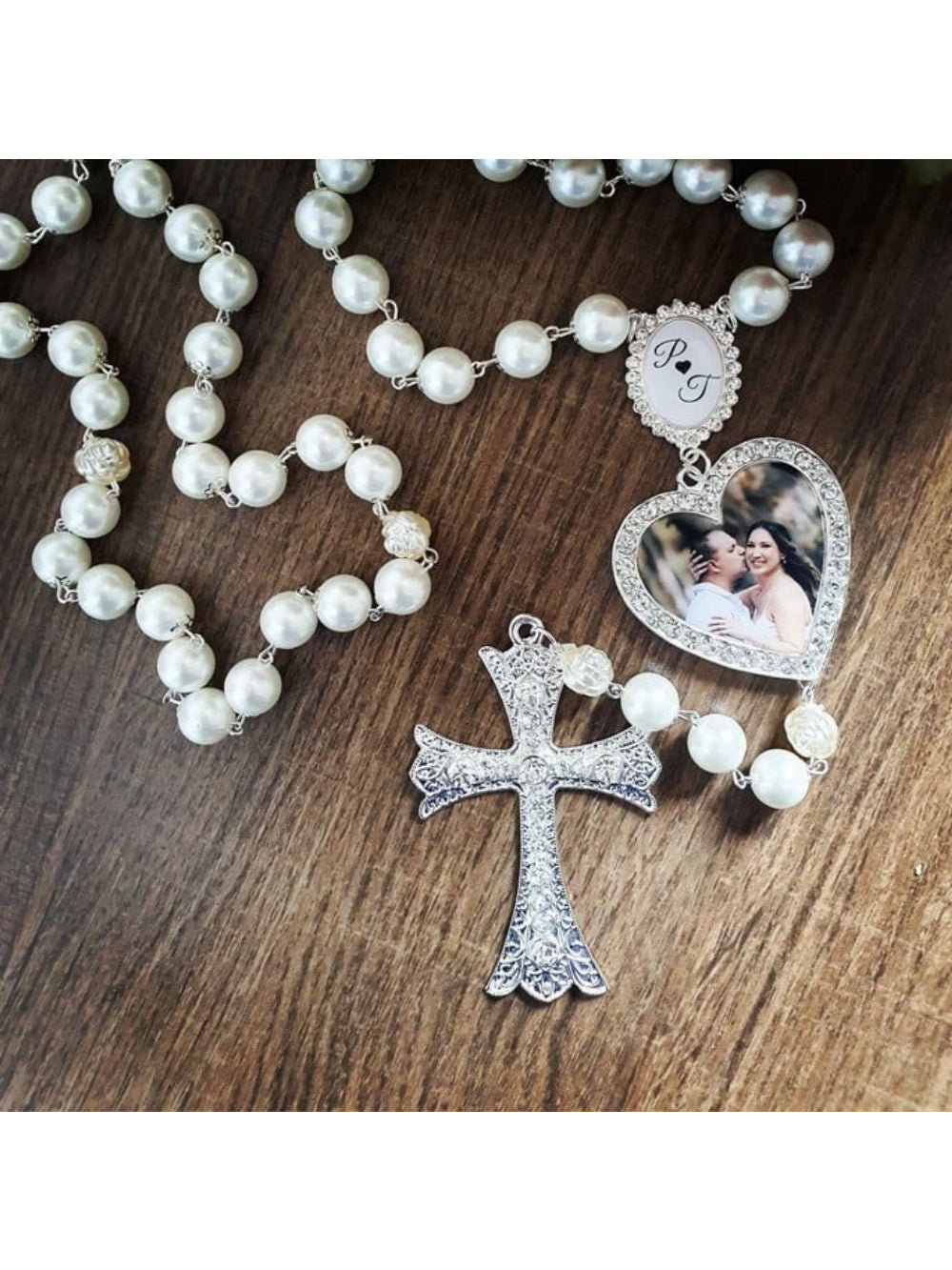 Terço De Noiva Personalizado Com Iniciais Dos Noivos Ateliê Fiore