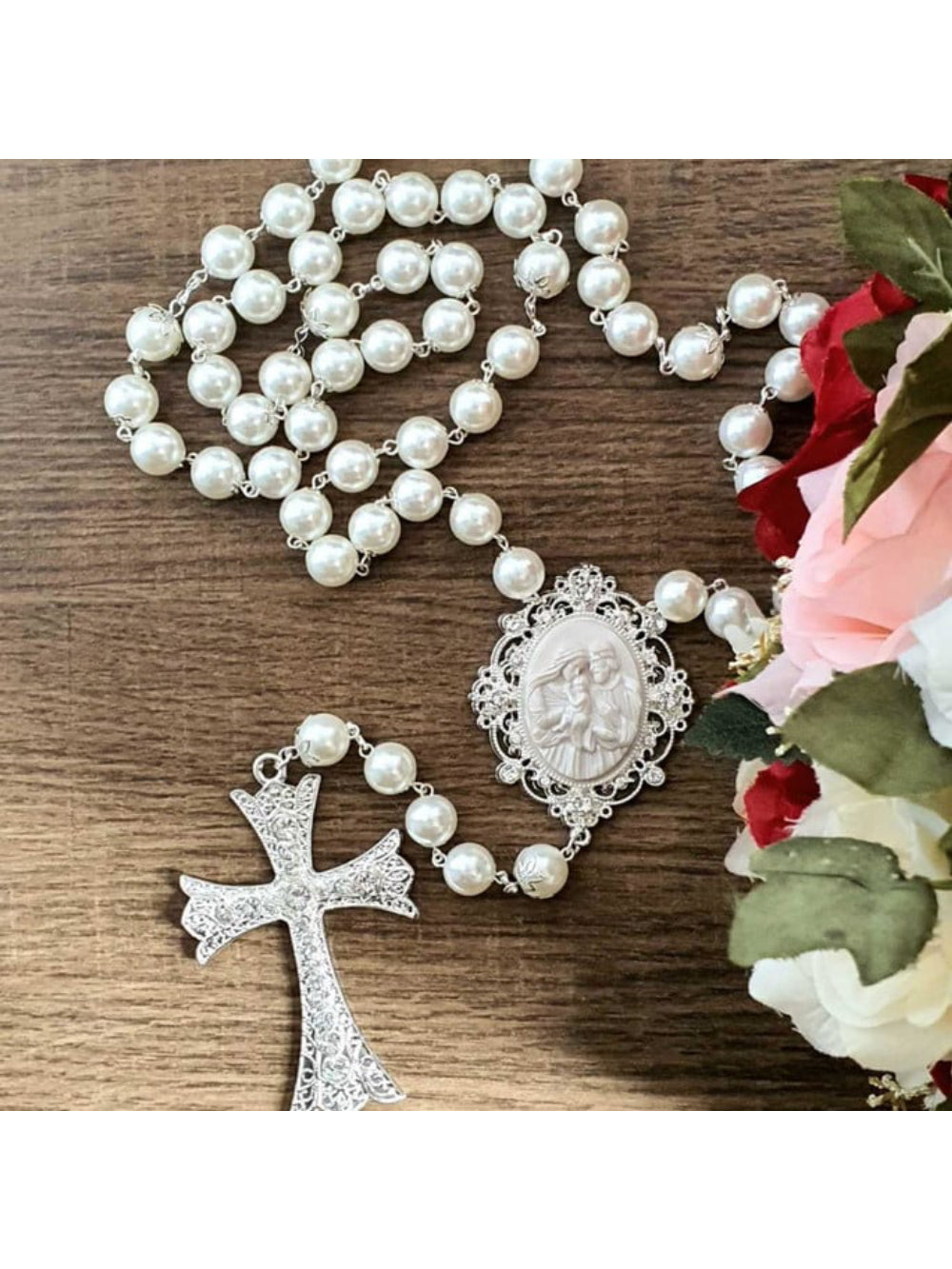 Terço de Noiva Camafeu Sagrada Família