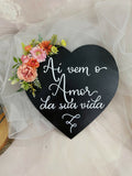 Placa de Casamento coração I Maria Cereja Ateliê