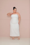 Vestido de Noiva Civil e Noivado Midi Sem as Mangas Plus Size F