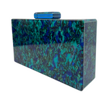 Bolsa de Festa Clutch Acrílico Rajada Azul Royal e Verde Água Gaspri