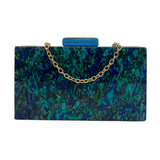 Bolsa de Festa Clutch Acrílico Rajada Azul Royal e Verde Água Gaspri